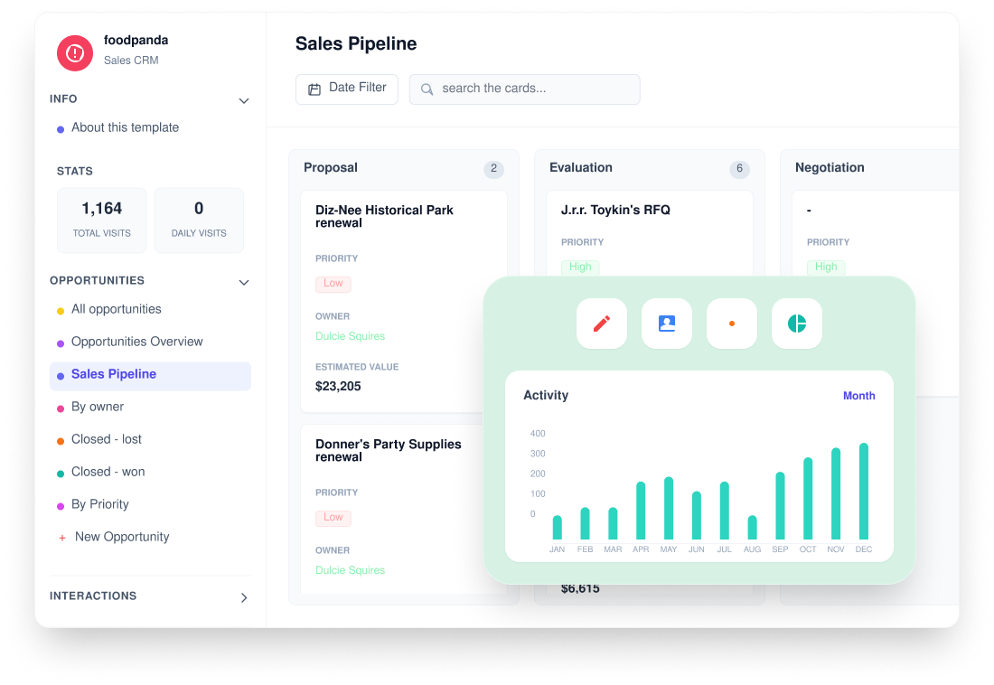 WayConnect CRM and lead management interface